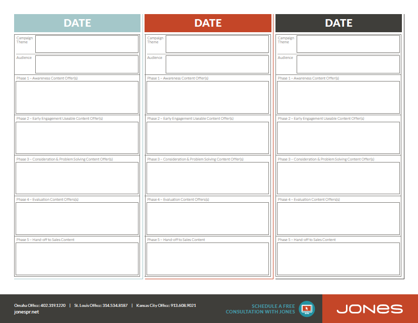 Jones Campaign Planning Calendar