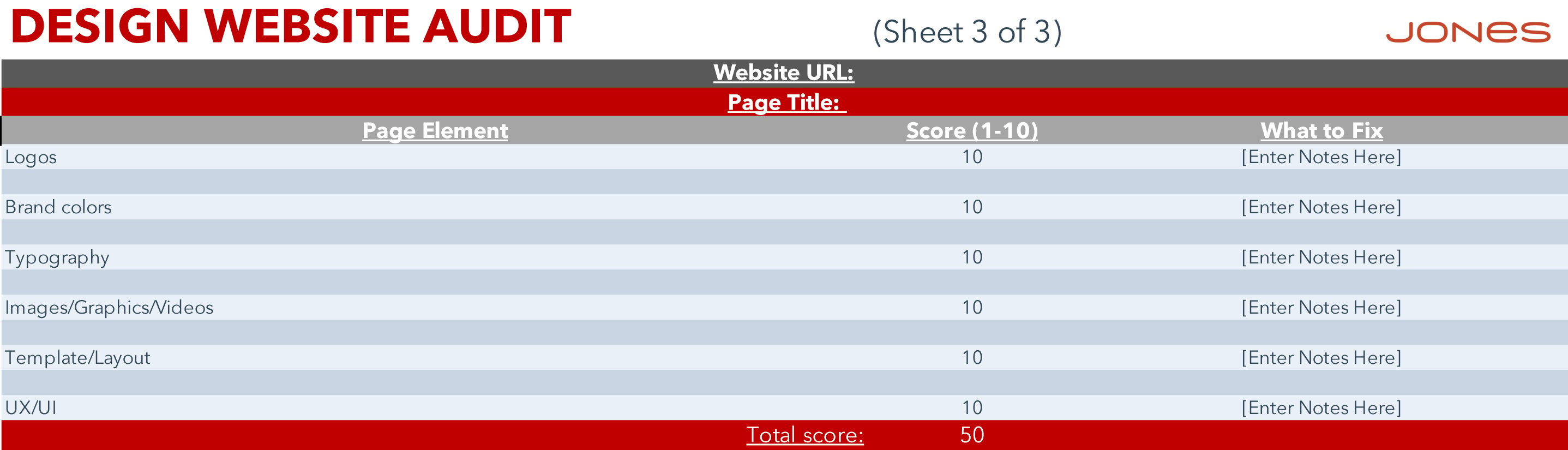JONES Website Redesign Audit Template-design